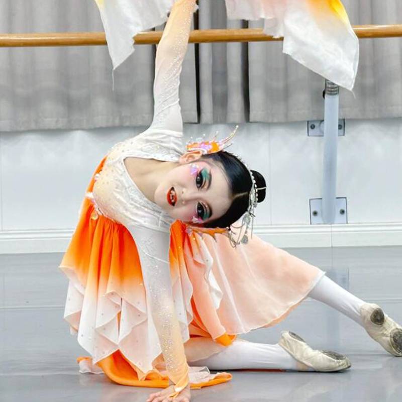 Lingfa dance service children's classical dance performance solo dance drama, red scale, the same fan dance art test performance clothing