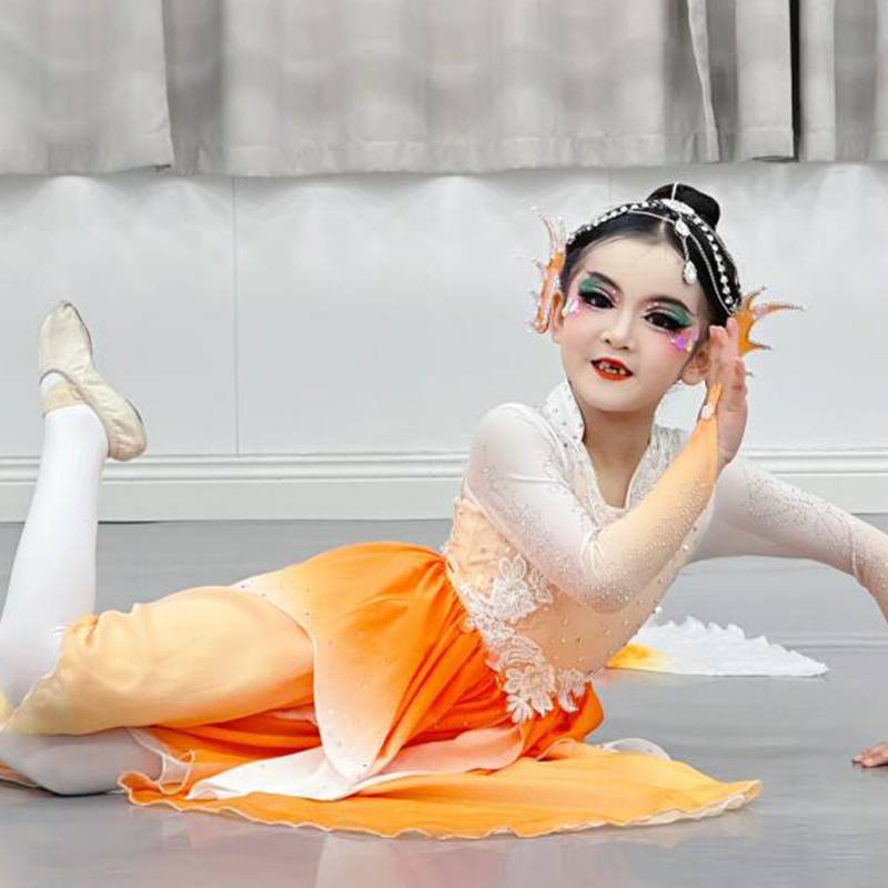 Lingfa dance service children's classical dance performance solo dance drama, red scale, the same fan dance art test performance clothing