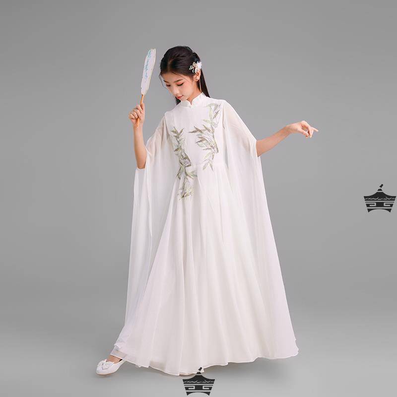 Chinese style children's performance service Minle Guzheng big girl girl girl two -piece set of classical dance bamboo leaves ancient style dresses