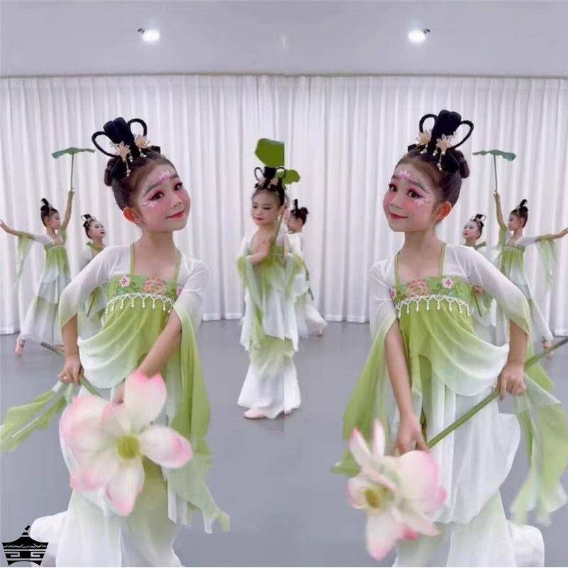 Children's Classical Dance Performance Services Lotus Umbrella Dance Grade Gine Dress Practice Flower Gone Guifeng Body Rhyme Chinese Dance Girl