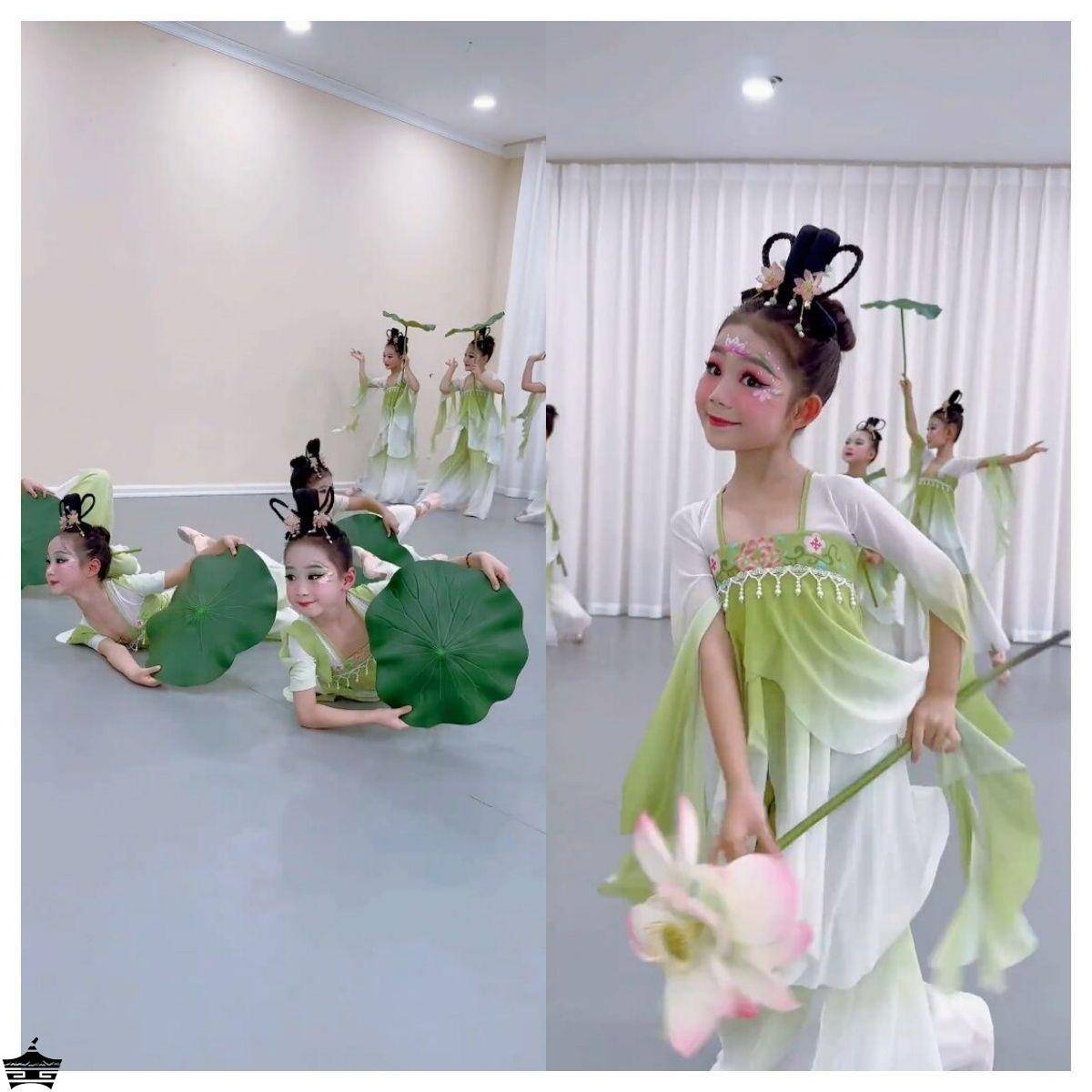 Children's Classical Dance Performance Services Lotus Umbrella Dance Grade Gine Dress Practice Flower Gone Guifeng Body Rhyme Chinese Dance Girl