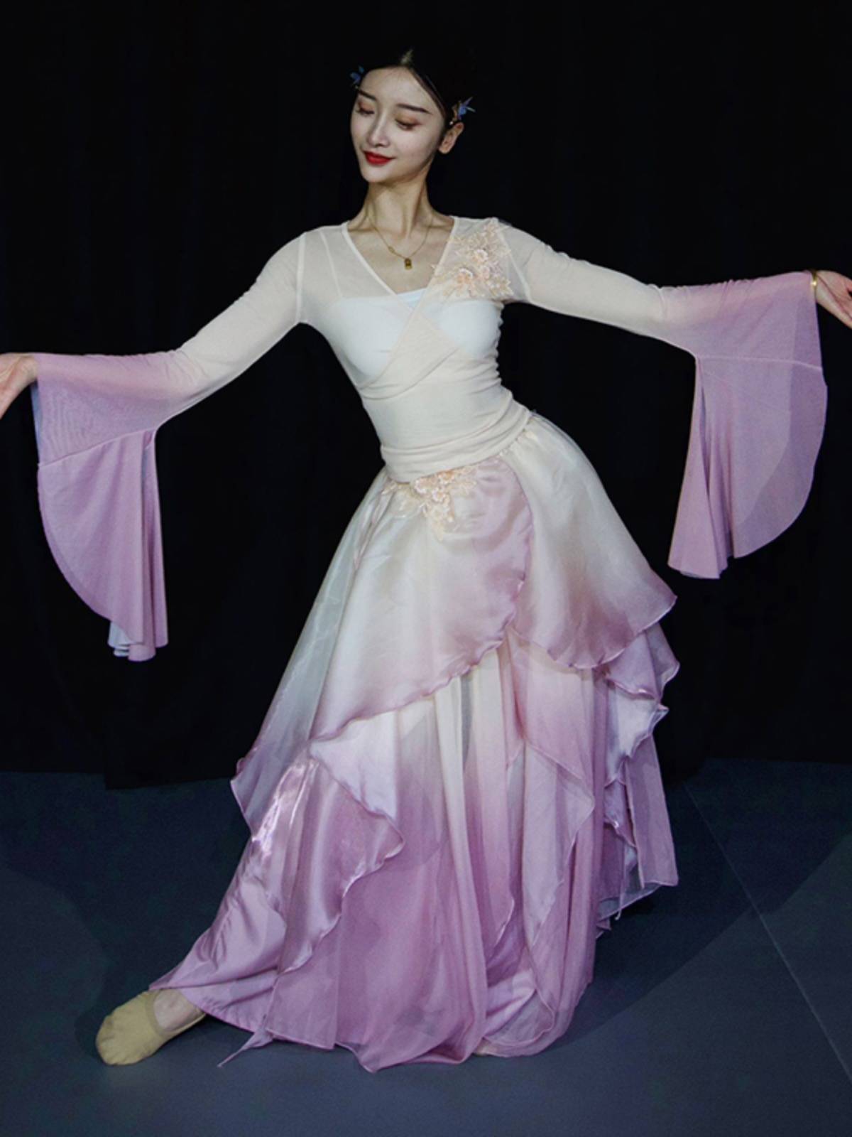 Classical Dance Performance Servant Female Permaneous Super Fairy Gradient Color Charm Drum Light Skirts Drunk Qingbo Same Dance Server