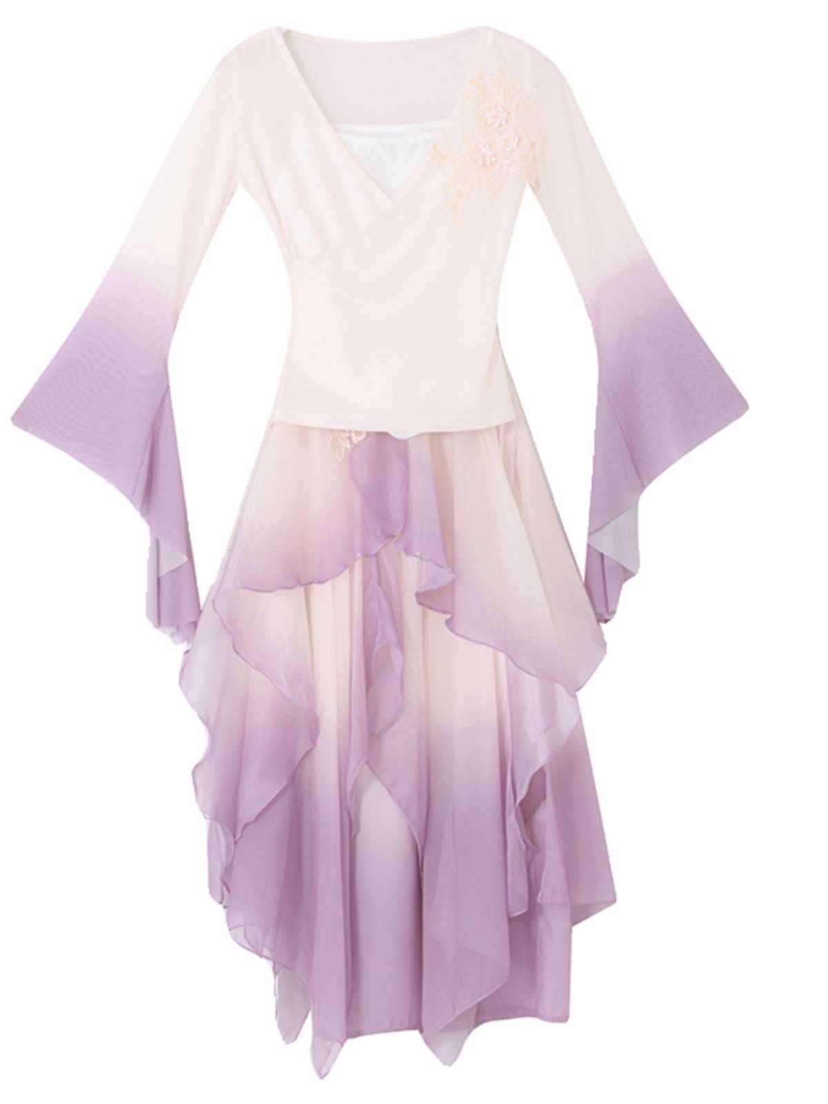 Classical Dance Performance Servant Female Permaneous Super Fairy Gradient Color Charm Drum Light Skirts Drunk Qingbo Same Dance Server
