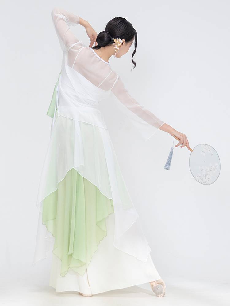 Classical dancing female elegant set Chinese dance gradient ancient style gauze coat practice service national style performance service dance clothing