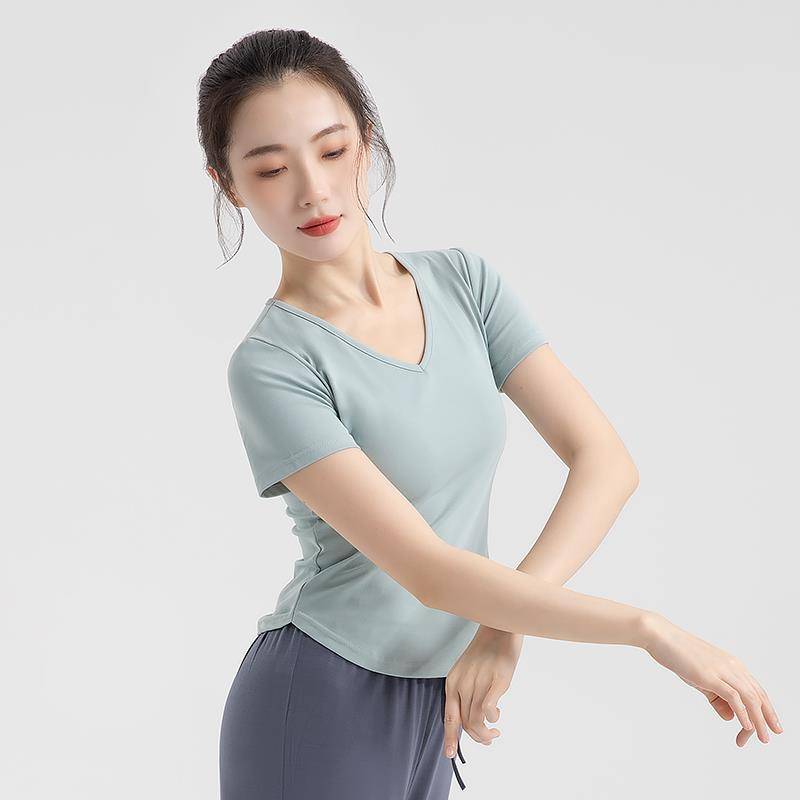 Modern dance adult dance clothing top female long sleeve dancing practice service Chinese body rhyme classical dance service summer short sleeves