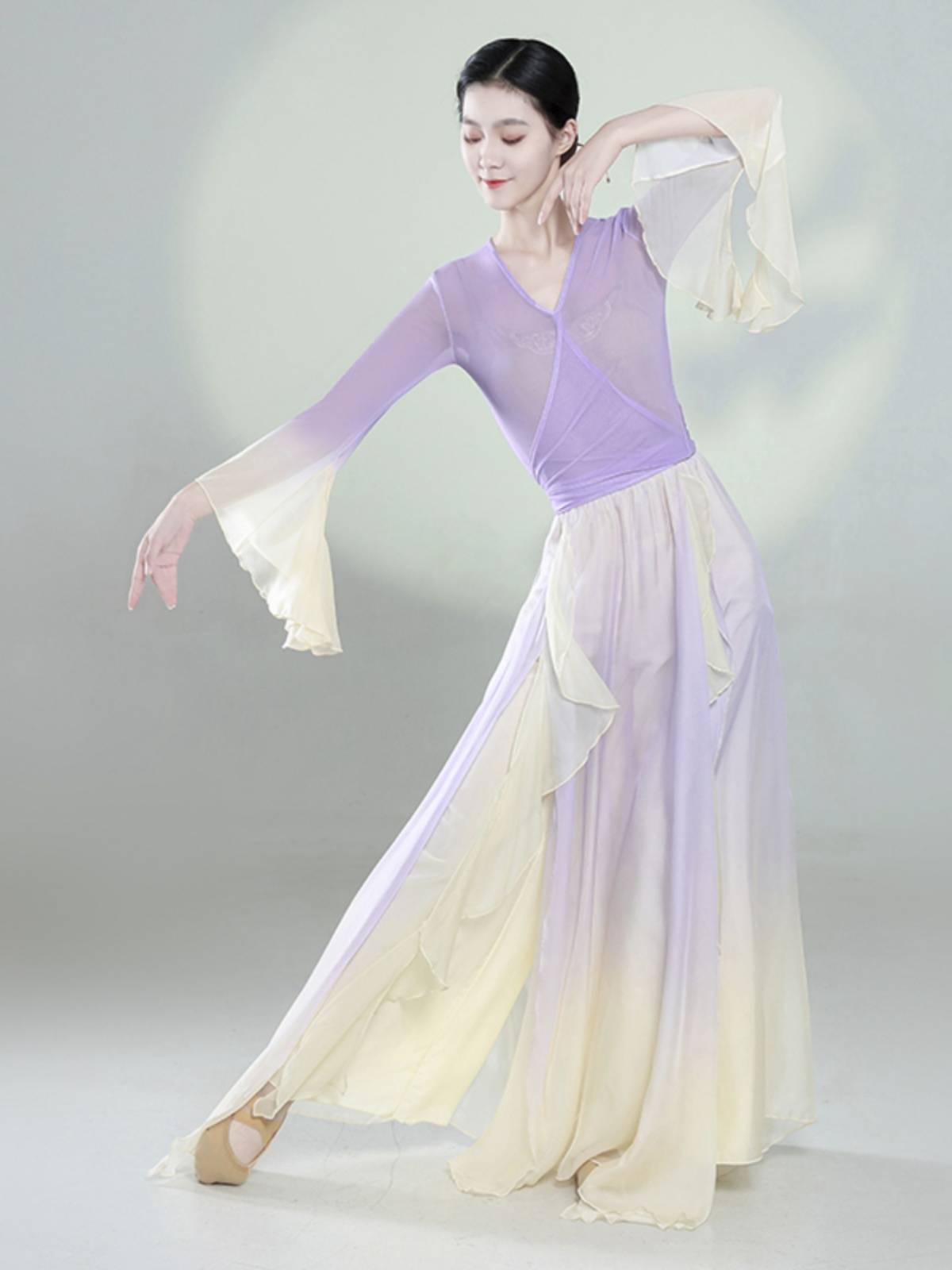 Classical dance clothing female elegant body rhyme, immortal elastic gauze, practice clothes, ancient style Chinese dance show suit