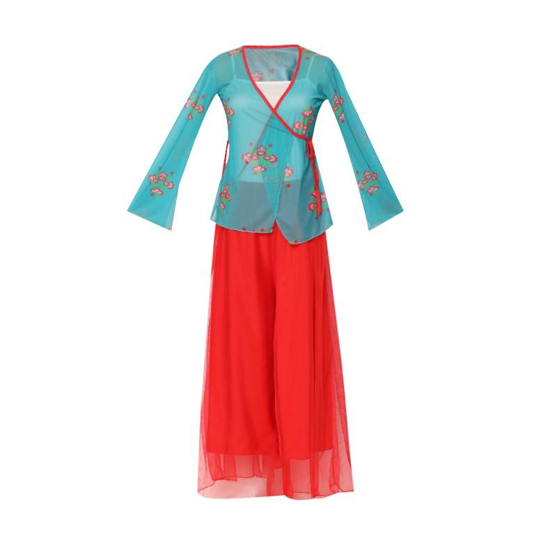 New classical dance body rhyme, elegant gauze, training fan dance fairy girl art test square dance country style set