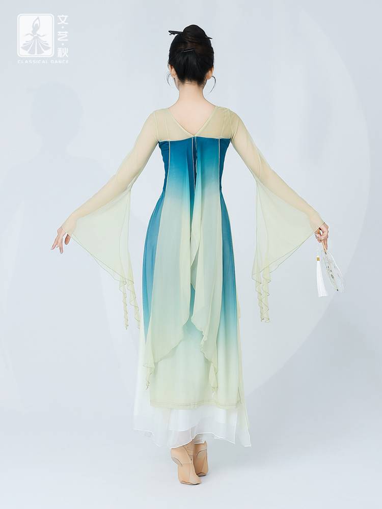 Summer new classical dance clothing elegant female Chinese dance yarn dress improved skirt Hanfu Tang Feng practice performance service