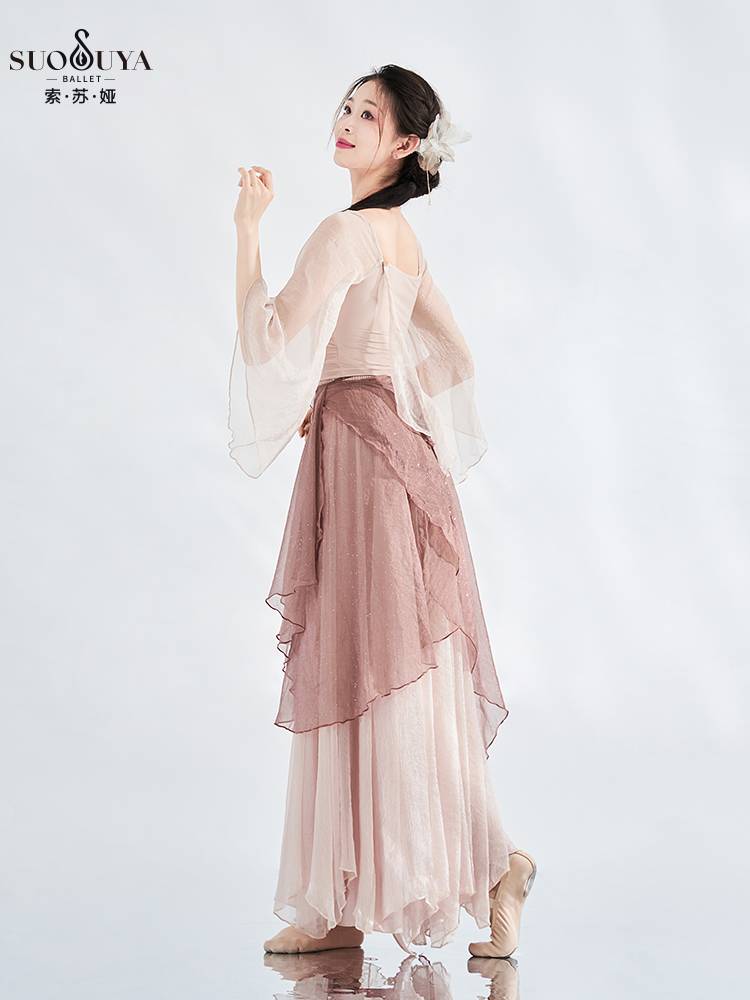 Susuya classical dance clothing Xia Xianqi elegant Chinese dance horn sleeve body rhyme gauze loose skirt performance suit