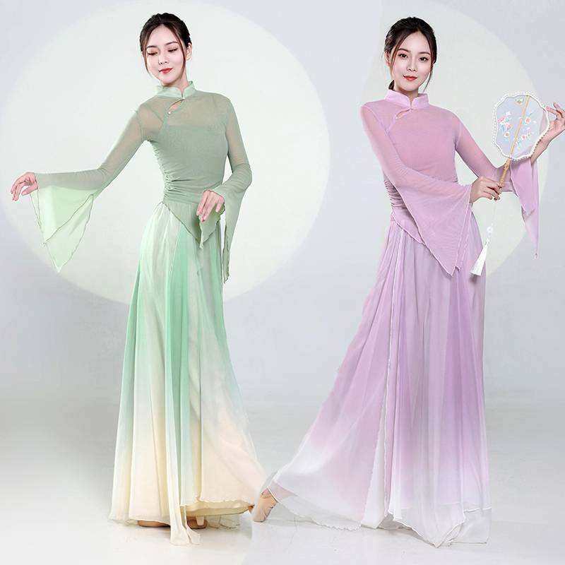 Classical dance service new top jacket elegant body rhyme yarn practice service Chinese dance nation performance clothing set women