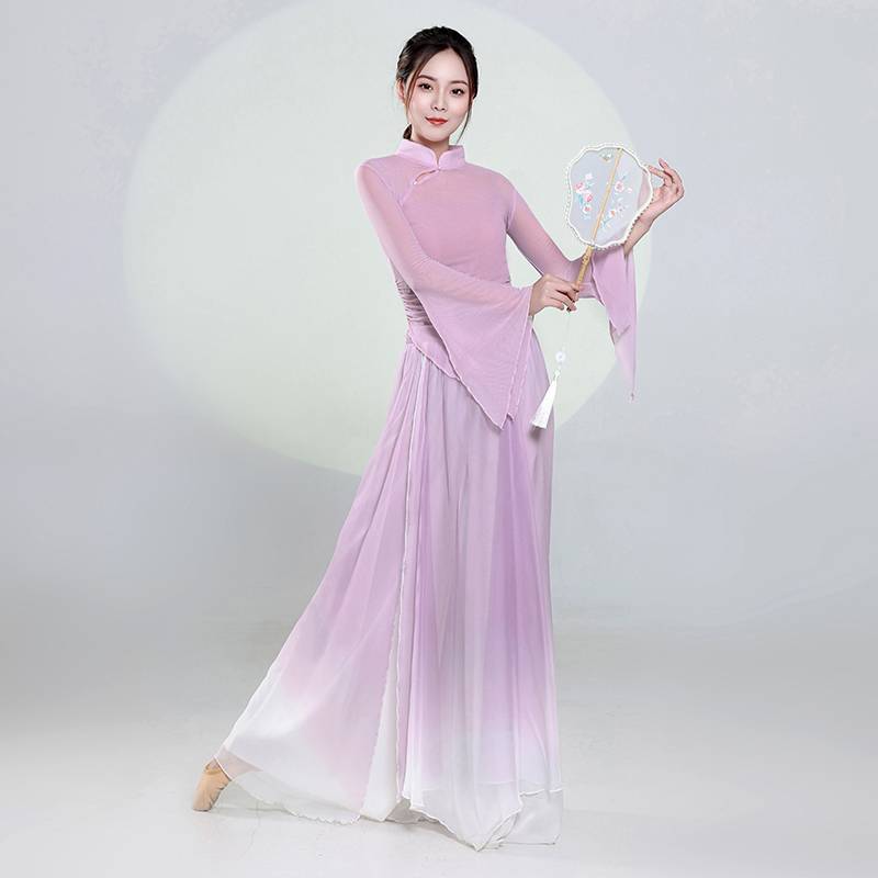 Classical dance service new top jacket elegant body rhyme yarn practice service Chinese dance nation performance clothing set women
