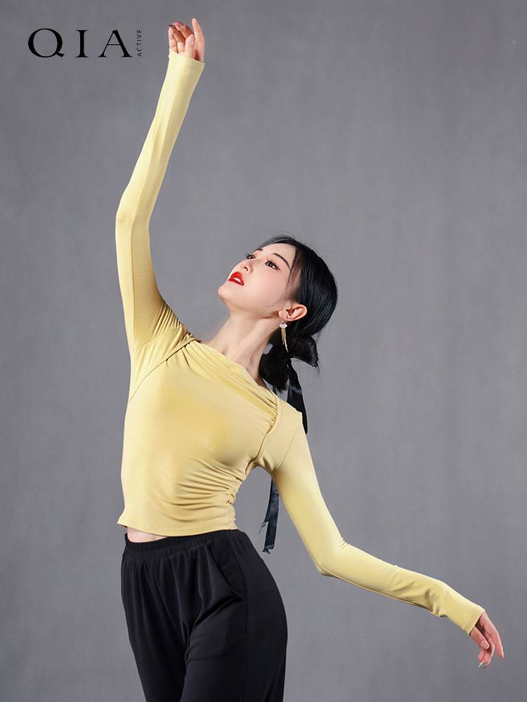 Qia Classical Dance Practice Female Autumn and Winter Dance Stances Daily comfortable, breathable Modern Dance long sleeve top