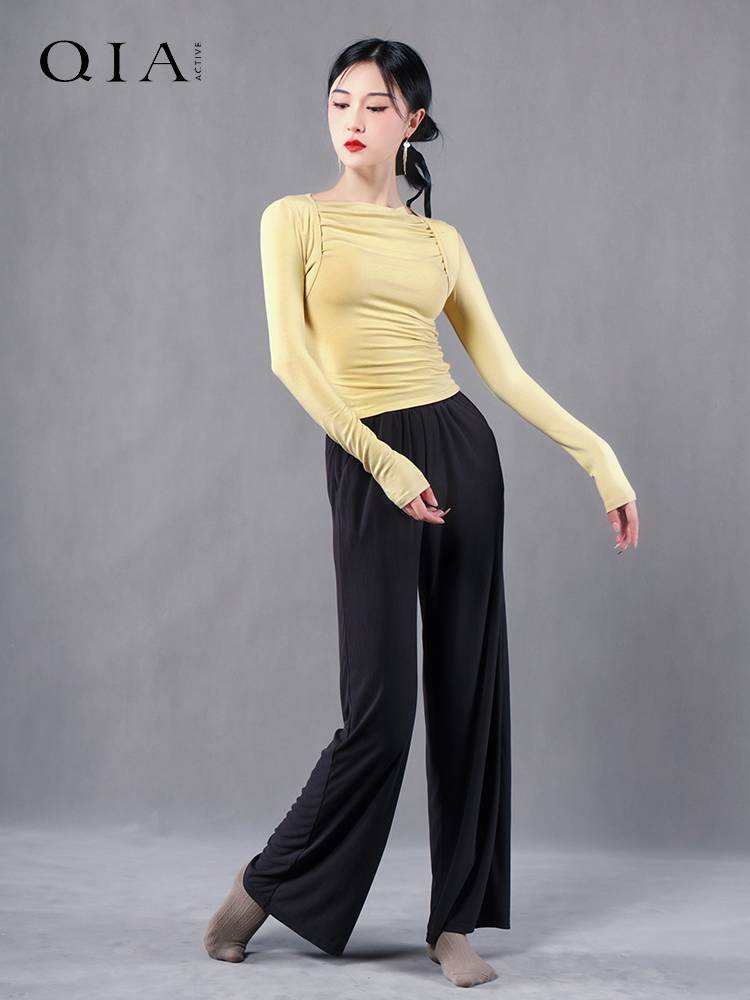 Qia Classical Dance Practice Female Autumn and Winter Dance Stances Daily comfortable, breathable Modern Dance long sleeve top