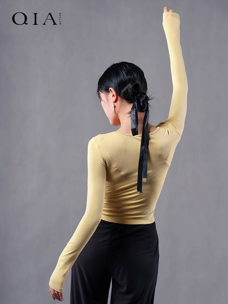 Qia Classical Dance Practice Female Autumn and Winter Dance Stances Daily comfortable, breathable Modern Dance long sleeve top