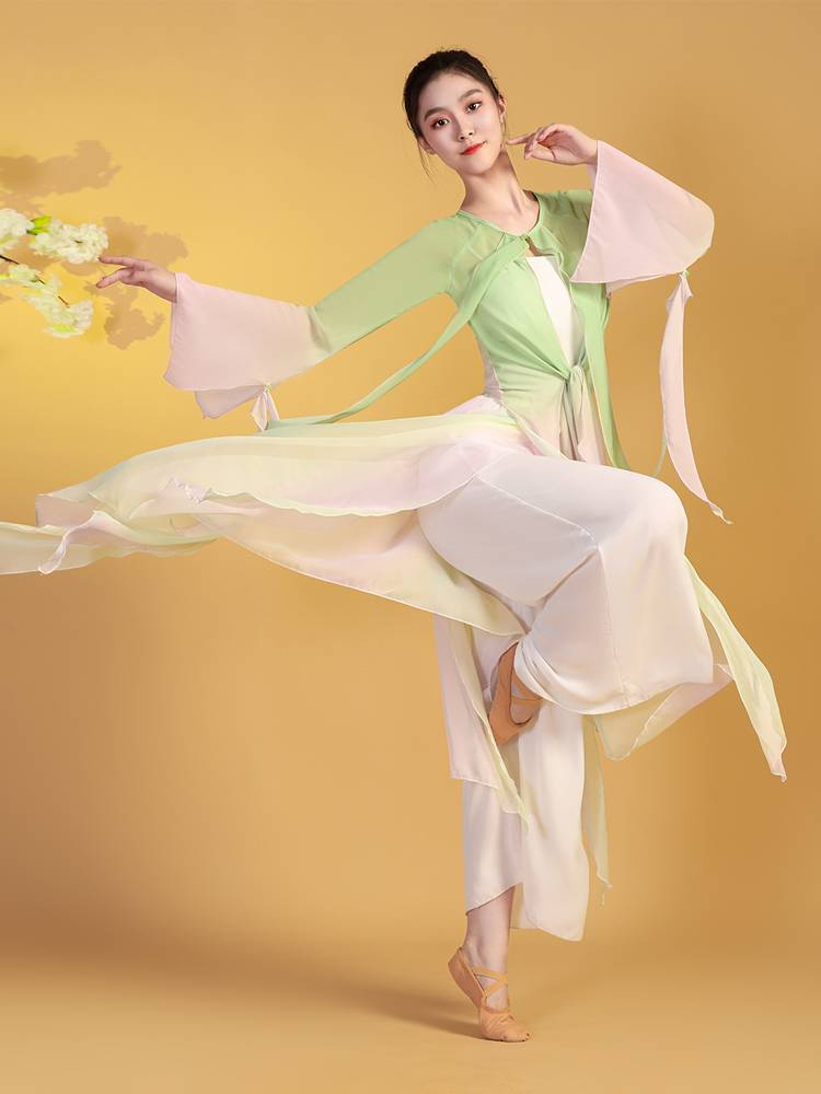 Classical Dance Performance Services Female Ferry Fairy Gradient Gatey Giney Jacket Chinese Style Dance Dance Fun Leader Art Test Clothing Set
