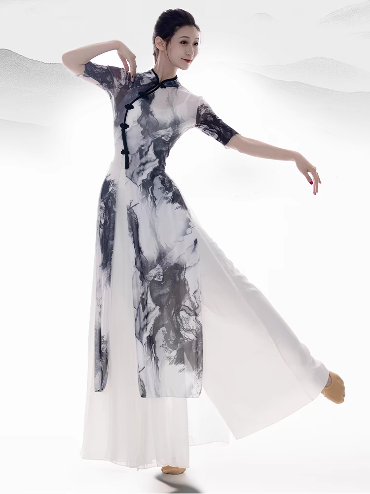 Cheongsam dance clothing gauze female Chinese dance ink dance ink classical dance exercises