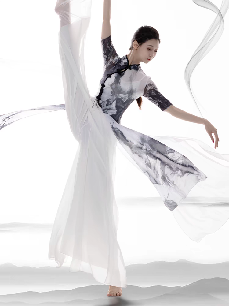 Cheongsam dance clothing gauze female Chinese dance ink dance ink classical dance exercises