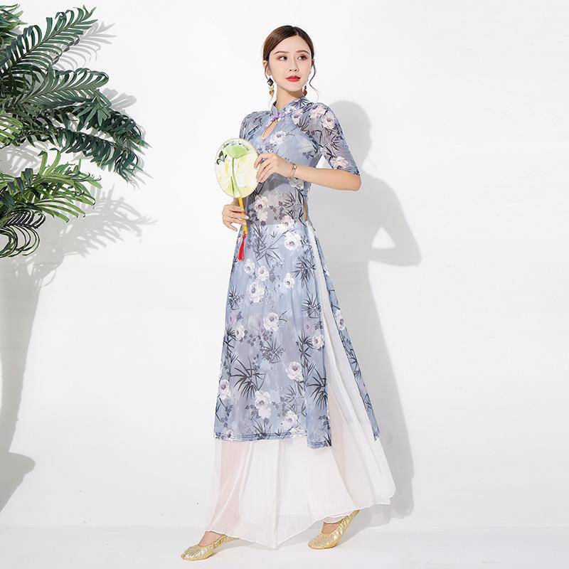 2021 Autumn Classical Dance Dance Dance Female China Wind Cheongsam Performance Server Belly Dance Set Flower Type Stalls