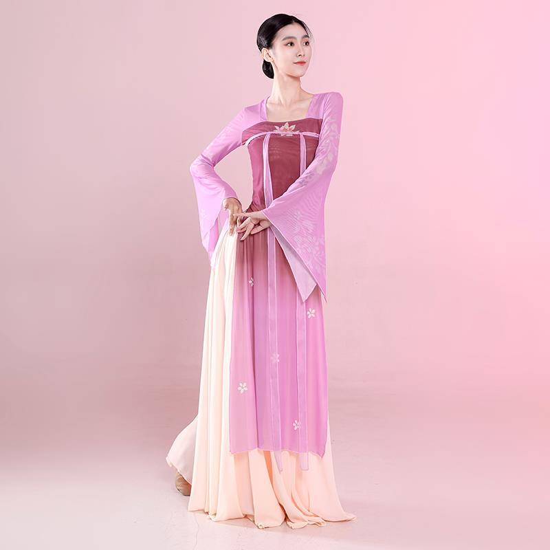 Classical dance dance clothing female elegant Han Tangqi chest broken skirt ribbon, long gauze Chinese dance performance clothing