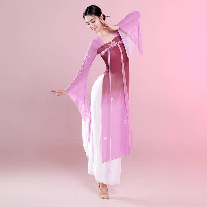 Classical dance dance clothing female elegant Han Tangqi chest broken skirt ribbon, long gauze Chinese dance performance clothing