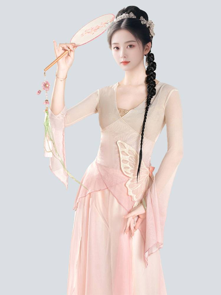 Classical dance clothing female elegant body rhyme elasticity Gravity gauze Chinese dance performance service classical dance exercise suit suit