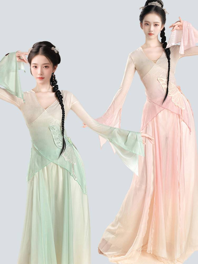 Classical dance clothing female elegant body rhyme elasticity Gravity gauze Chinese dance performance service classical dance exercise suit suit
