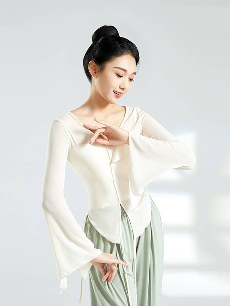 Chinese dance clothing classical dance yarn clothing body rhyme dressing dance top female new spring and summer dance practice service