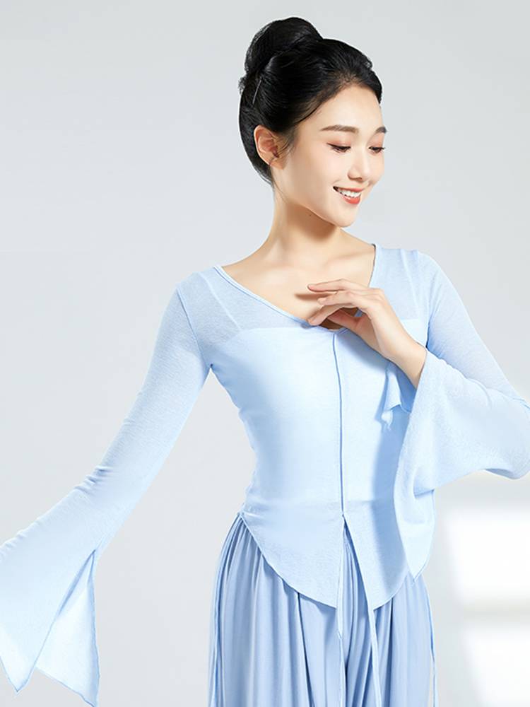 Chinese dance clothing classical dance yarn clothing body rhyme dressing dance top female new spring and summer dance practice service