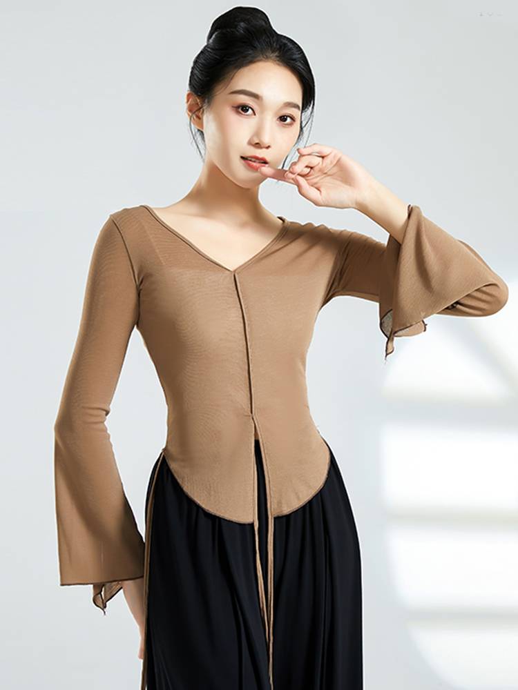 Chinese dance clothing classical dance yarn clothing body rhyme dressing dance top female new spring and summer dance practice service