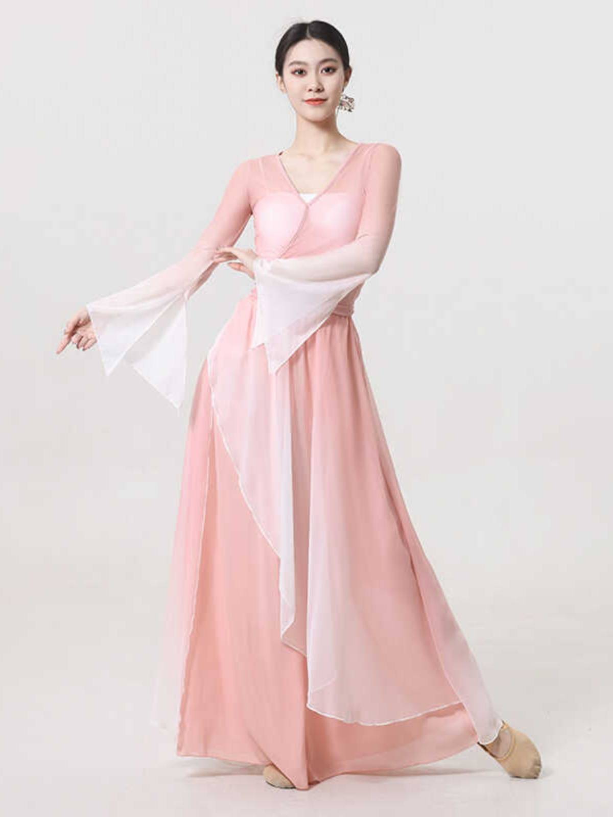 Classical dance dance clothing female gradient dance skirt, elegant body rhyme gauze trousers, Chinese dance performance clothing