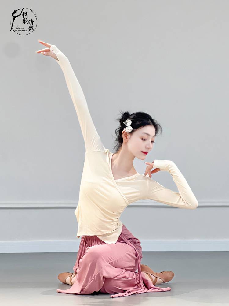 Classical dance exercise suit autumn and winter set refers to long -sleeved dance clothing shape sports clothes 2023 new modern dance top