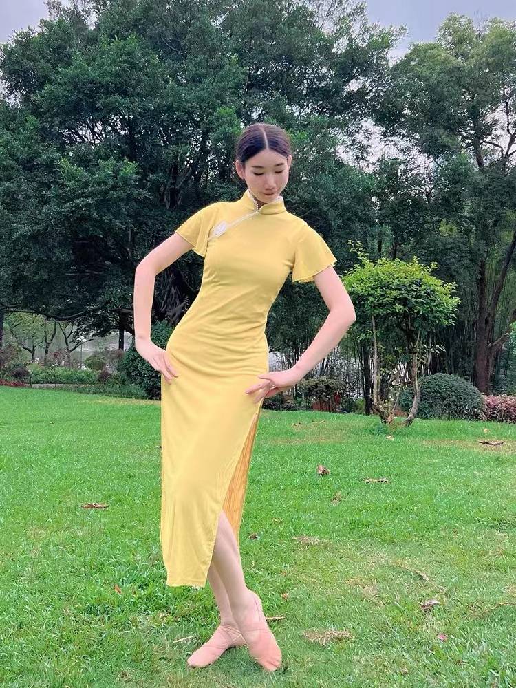 Classical Dance Clothing Cheongsam Dance Dance Chinese Dance Elastic Person Rhyme National Practice Service Performing Costume Women