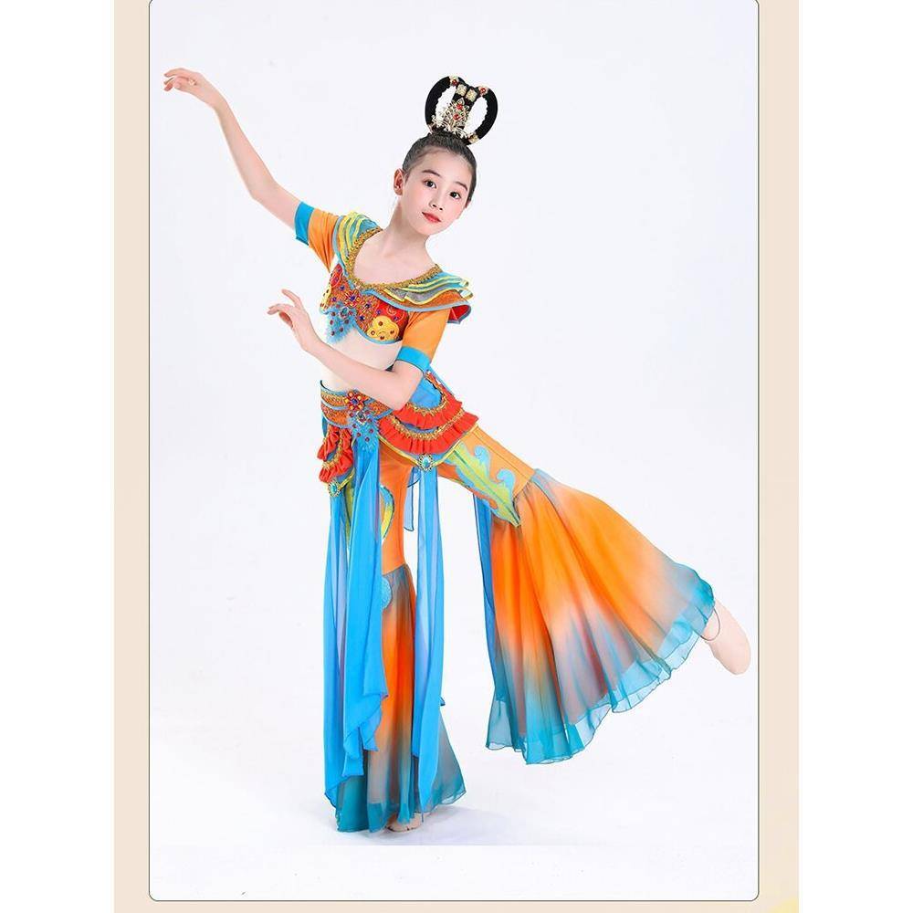 Children Dunhuang Feitian Dance Clothing Performance Service Girls' elegant Chinese style classical dance rebound pipa performance suit