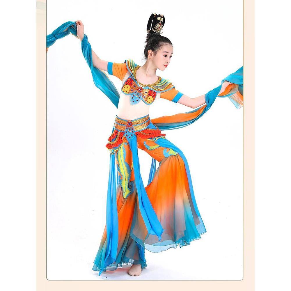 Children Dunhuang Feitian Dance Clothing Performance Service Girls' elegant Chinese style classical dance rebound pipa performance suit