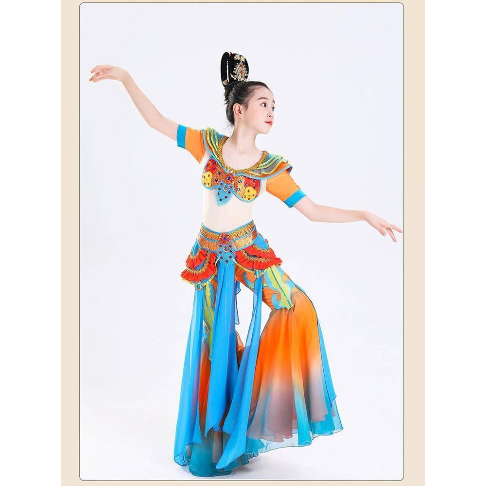 Children Dunhuang Feitian Dance Clothing Performance Service Girls' elegant Chinese style classical dance rebound pipa performance suit