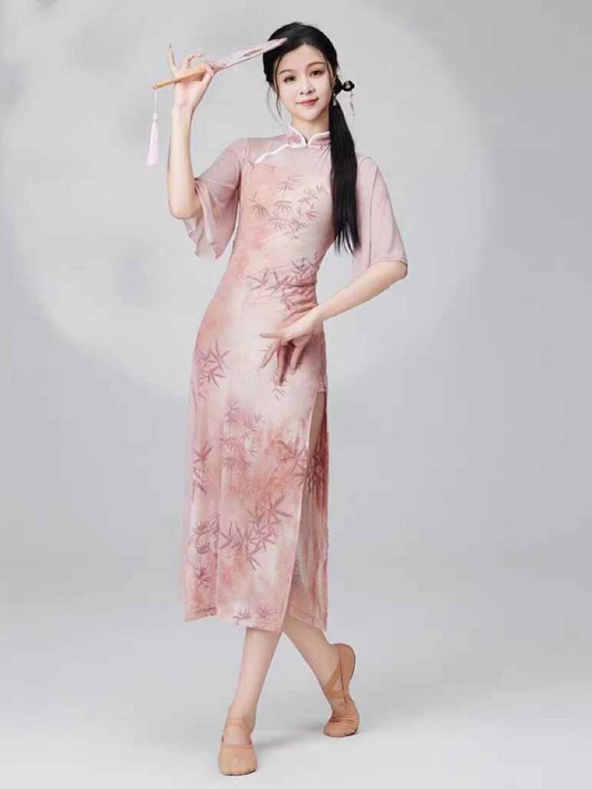 Classical Dance Elastic Cheongsam Dance Female Chinese Dance Performance Server Body Charm Cheongsam Bente Training Fiton Set