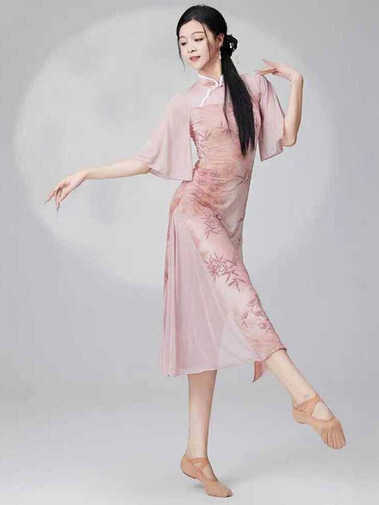 Classical Dance Elastic Cheongsam Dance Female Chinese Dance Performance Server Body Charm Cheongsam Bente Training Fiton Set