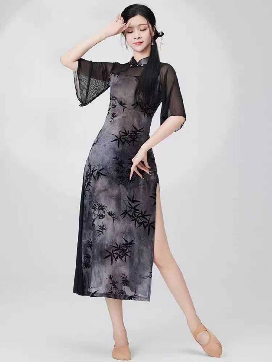 Classical Dance Elastic Cheongsam Dance Female Chinese Dance Performance Server Body Charm Cheongsam Bente Training Fiton Set