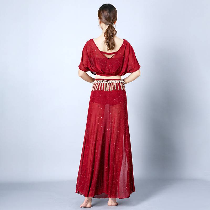 New classical belly dance practitioner performance suit set beginners spring and autumn sexy large size long skirt clothing