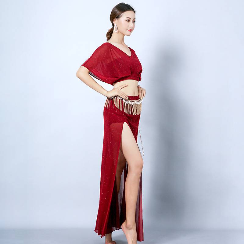 New classical belly dance practitioner performance suit set beginners spring and autumn sexy large size long skirt clothing