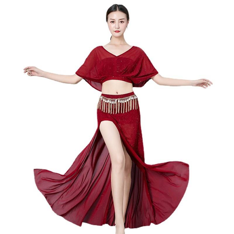 New classical belly dance practitioner performance suit set beginners spring and autumn sexy large size long skirt clothing