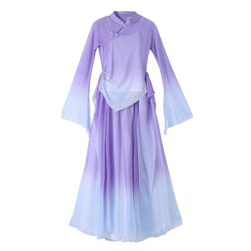 Classical dance body rhyme, gradient, elastic gauze, Chinese style national dance exercise, artistic service, dance performance suit suit