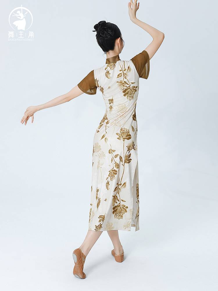 Dance protagonist Classical dance cheongsam practice clothes, rhyme, etiquette dance dance, female gauze, elegant national dance clothing
