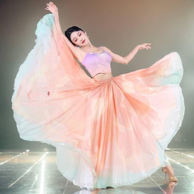 Classical dance yarn clothing gradient color and elegant Han Tang dance practice service Chinese dance show performance suit art test set