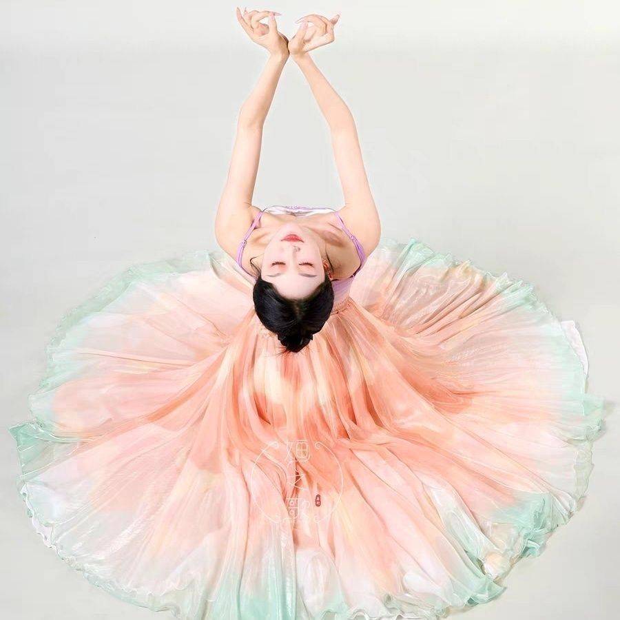 Classical dance yarn clothing gradient color and elegant Han Tang dance practice service Chinese dance show performance suit art test set