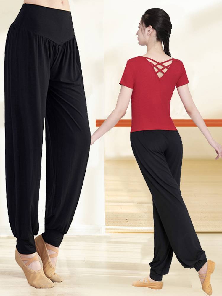 Dance top Women's new lanterns, radish pants black long -sleeved Chinese classical modern dance -shaped body exercise girl