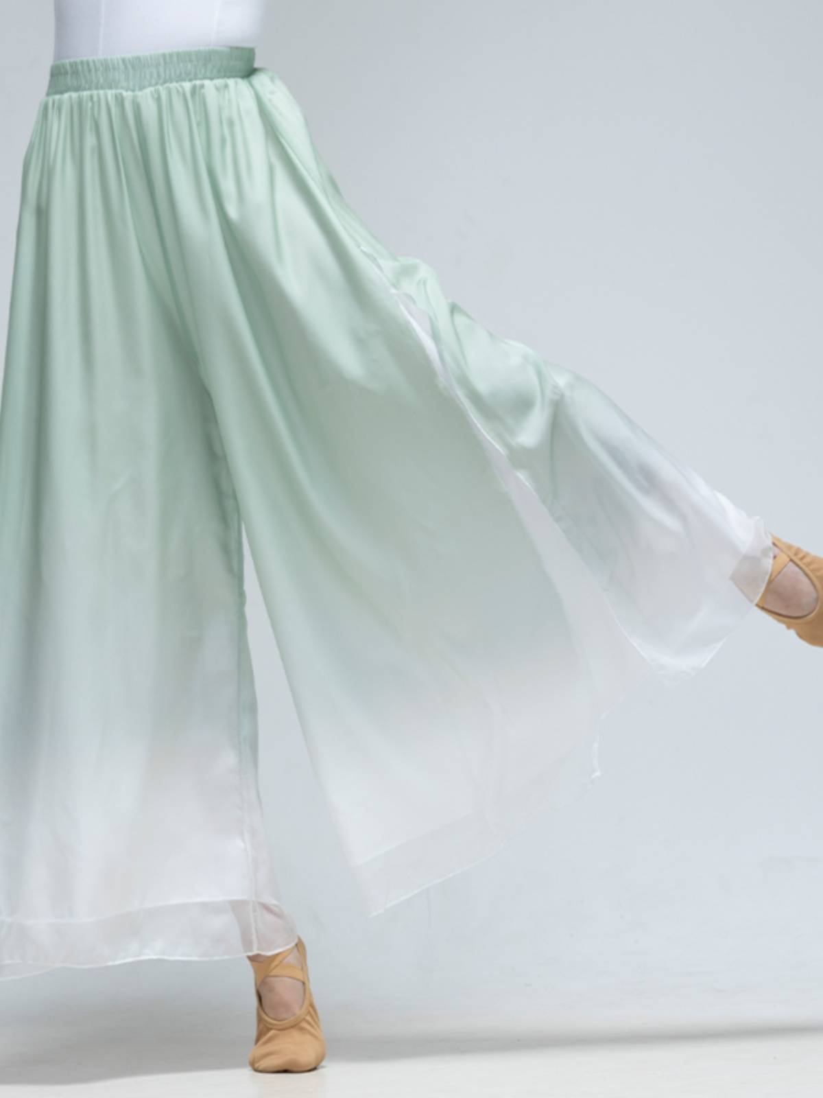Classical dance exercise girl new ethnic dance gradient elegant watch acting clothes loose straight chiffon wide -leg skirt