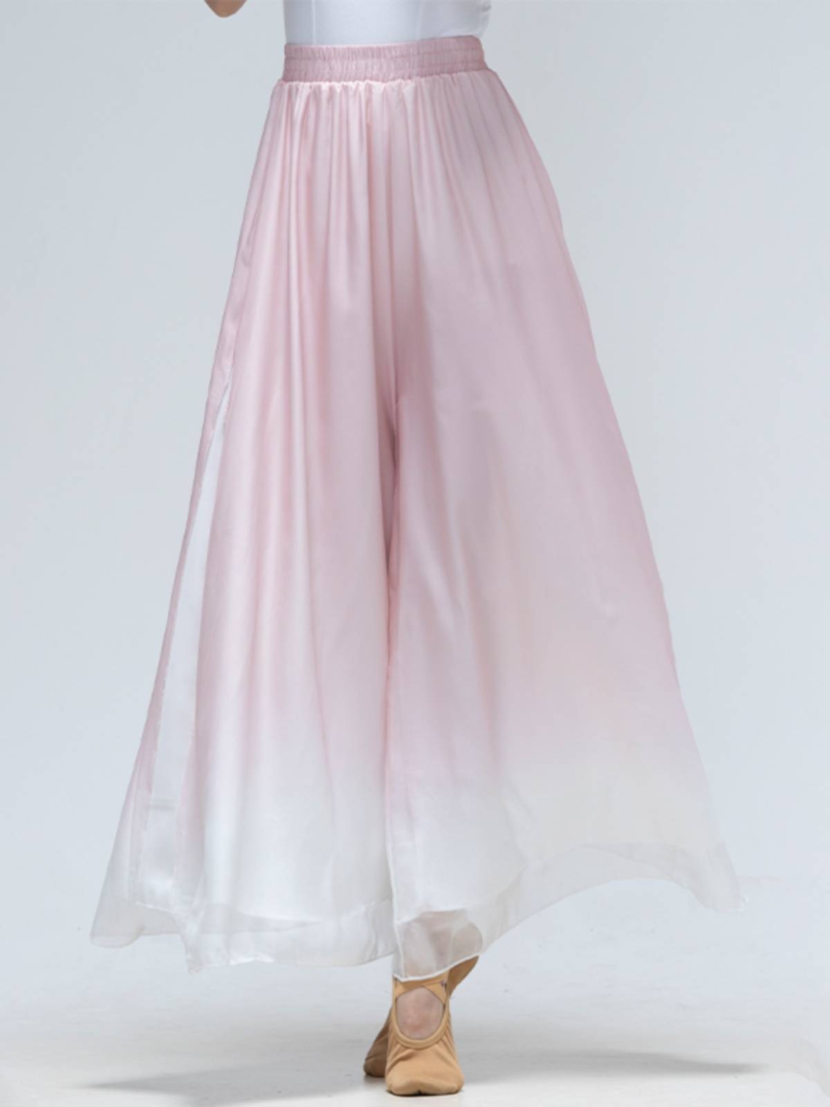 Classical dance exercise girl new ethnic dance gradient elegant watch acting clothes loose straight chiffon wide -leg skirt