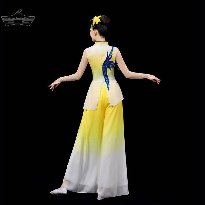 Performing women Classical Dance Yellow River Water from the Passion Plaza in front of my house, fan Yangge, Yangge umbrella dance service