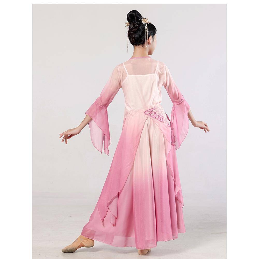 Girls' Classical Dance Chiffon Gradm -changing elegant body rhyme gauze training fan dance Chinese dance performance service